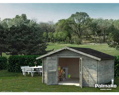 Produktbild von Gartenhaus Palmako Lotta 13,9 m² 422 x 430 cm tauchgrundiert grau