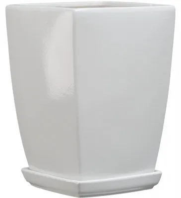 Zdjęcie produktu dla Doniczka Ceramiczna Biała Połysk Kwadratowa Średnica 18 Cm Wysokość 26 Cm