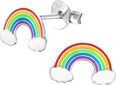 Produktbild von Kinder Ohrringe Regenbogen Ohrstecker 925 Sterling Silber