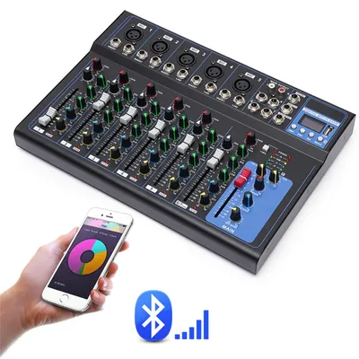 Obrázok produktu pre 7-kanálový audio mixér, pripojenie Bluetooth, 3-pásmový ekvalizér, čierny