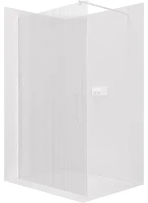 Obrázek produktu pro Sprchová zástěna Walk-in Onyx Round L/P - 8 mm - kulatá vzpěra - bílá matná, rýhované sklo - 120x200 cm