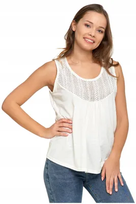 Produktbild von Moraj - Damenbluse Größe S - Blusentop Weiß - Sommertop fur Damen - weißes Top Ausschnitt Rund