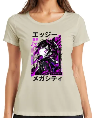 Zdjęcie produktu dla Koszulka damska z motywem anime, cyberpunk, styl Y2K, streetwear, manga, Japonia, neon, dla fanów anime, kolor: naturalny, rozmiar: XXL