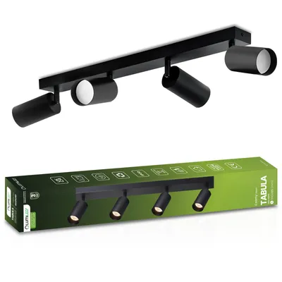 Produktbild von LUMILED Deckenleuchte Deckenstrahler 4-flammiger 230V GU10 Deckenlampe schwenkbar drehbar Spotleuchte Deckenspot Downlight Spot Rund Schwarz Aluminium