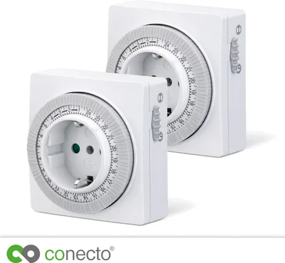 Produktbild von conecto Mechanische Zeitschaltuhr, IP20, 3500 Watt, weiß (2 Stück)