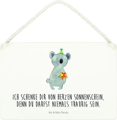 Produktbild von Mr. & Mrs. Panda Schild Koala Geschenk DIN A4 - Weiß - Türschild, Holzschild, holzbild, Wandbild Holz, Party, Geburtstag, wandhänger