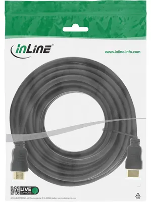 Produktbild von InLine HDMI-High Speed Kabel mit Ethernet, ST / ST, schwarz / gold, 7,5m, 7,5 m, HDMI Typ A (Standard), HDMI Typ A (Standard), Schwarz