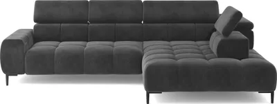 Produktbild von DOMO-HOME Ecksofa PLAZA L mit Elektrischer Sitzverstellung 300x216cm | U-Form Sofa mit Verstellbaren Kopfstützen | Hochwertiger Polsterung | Farbe schwarz Matt velvet | Links