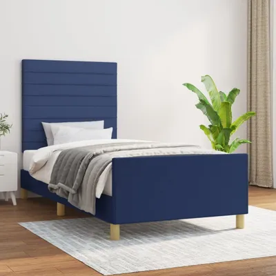 Produktbild von Bettgestell mit Kopfteil Blau 80x200 cm Stoff