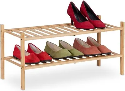 Produktbild von Schuhregal aus Bambus, 2 Ebenen stapelbar