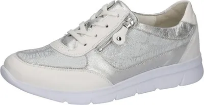 Produktbild von Waldläufer Damen Sneaker Silber-weiß mit Schnürung und Reißverschlüssen