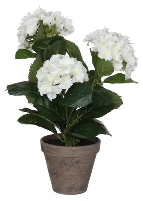 Obrázek produktu pro Mica Decorations Hortenzie umělá rostlina v květináči Stan - V40 x Ø35 cm - bílá