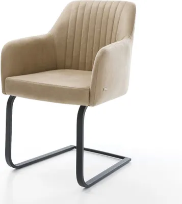 Produktbild von DELIFE Freischwinger Greg-Flex Mikrofaser Beige Vintage Freischwinger flach Schwarz Taschenfederkern