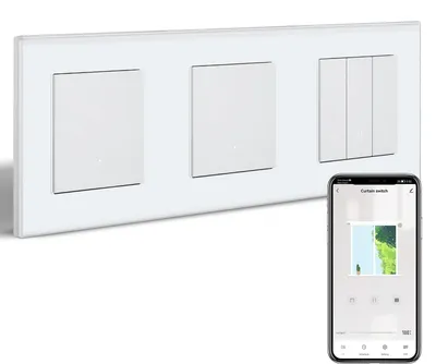 Productafbeelding van Smart WIFI Lichtschakelaar met WLAN Rolluikschakelaar, 1-voudig Wandschakelaar*2+Rolluik Timer*1