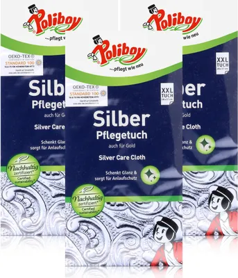 Produktbild von Poliboy Silber Pflegetuch - Poliert alle Gegenstände (3er Pack)