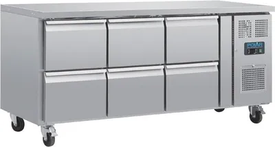 Immagine prodotto di Tavolo refrigerato Polar Series U Gn con 6 cassetti, 465 litri