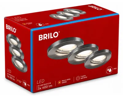 Productafbeelding van Briloner LED inbouwspotset, mat nikkel, 3 spots/GU10/47W