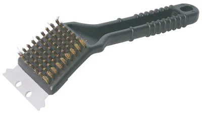 Image de Brosse pour barbecue éponge verte en polyéthylène, avec manche noir en polyat