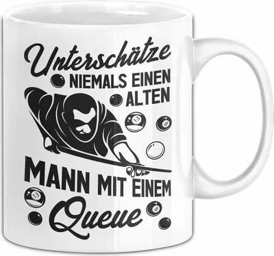Produktbild von Billard Tasse Geschenk Alter Mann Snooker Pool Billard Spruch Becher (Weiß)