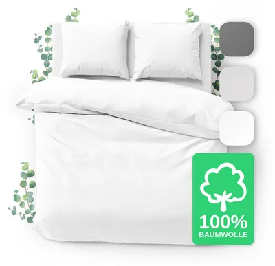 Productafbeelding van Dekbedovertrek percale katoen - 200 x 220 cm - Kussensloop 80 x 80 cm - Wit - 3-delig