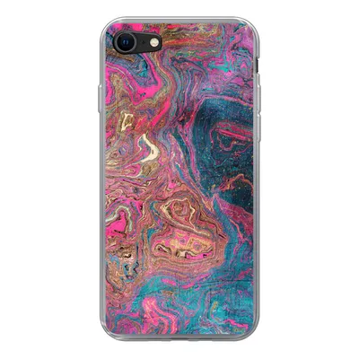 Produktbild von MuchoWow® Handyhülle Schutzhülle Hülle für iPhone SE 2020 Marmor - Farbe - Gussformen Silikon Softcase Handy Hülle - Kartenbesitzer