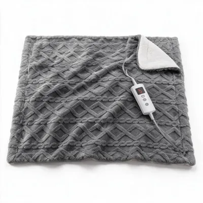 Produktbild von Heizdecke 180x200 cm, 6 Heizstufen, LCD-Bedienung, Timer mit Abschaltautomatik, weiche Jacquard-Kuscheldecke, Grau