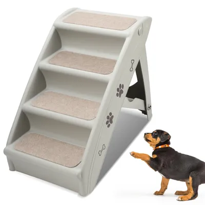 Produktbild von Clanmacy Hundetreppe 4-Stufen Hunderampe für Hunde & Katzen bis max.75 kg Klappbar Haustiertreppe Tiertreppe für Auto und Innenbereich