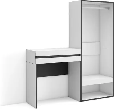 Immagine prodotto di COZY Consolle Ingresso, 130x35x145cm, Con cassetto, Armadio Aperto, Bianco