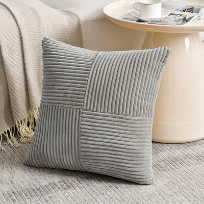 Immagine prodotto di Cuscino, coperta grigio chiaro, 60x60 cm, tessuto in corda, morbido, 1 pezzo, senza imbottitura