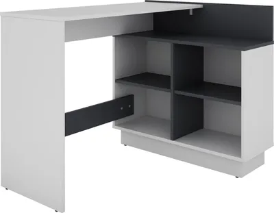 Produktbild von byLIVING Schreibtisch BERNI / Gaming-Tisch in weiß / graphit / viel Stauraum und großer Tischplatte / rechts-links montierbar / B 102, H 77,5, T 80 cm