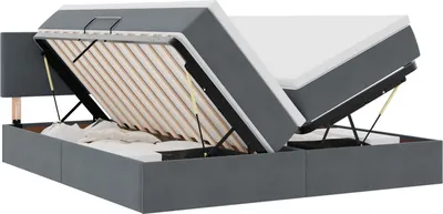 Image de Lit de Rangement avec tête de lit Gris foncé 90 x 200 cm