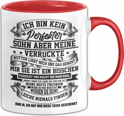 Produktbild von Geschenk Für Sohn Von Mutter Geschenkidee Tasse Für Sohn Lustiger Spruch Ich Bin Kein Perfekter Sohn (Rot)