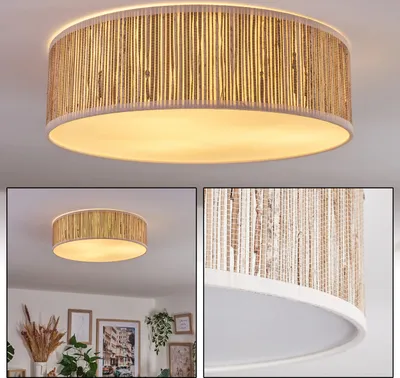 Produktbild von Salzano Deckenlampe aus Metall/Binstenstroh/Kunststoff in Weiß/Natur