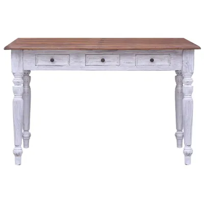 Immagine prodotto di vidaXL Scrivania con cassetti bianchi 117x57x75 cm in legno massiccio antico