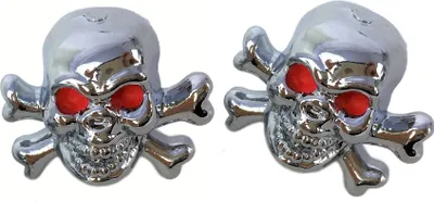 Produktbild von Ventilkappen Skull-Totenkopf, verchromt mit Knochen