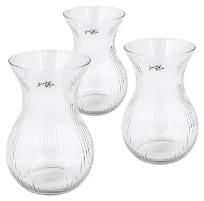 Produktbild von Glasvase „Stripes“ 3er Set 18 x 12cm – Blumenvase aus Glas - 3 Stück