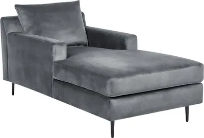 Produktbild von BELIANI Chaiselongue Grau Samtstoff mit Armlehnen und Kissen Modernes Design Minimalistischer Stil Relaxliege für Wohnzimmer Schlafzimmer