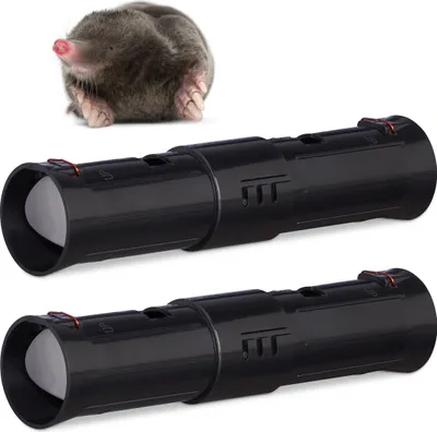 Immagine prodotto di Relaxdays Trappola per talpe, set da 2, trappola per catturare vive le talpe, 2 aperture di controllo, regolabile, rispettosa degli animali, nera