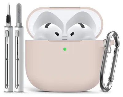 Produktbild von Schutzhülle für AirPods 4 (2024) mit Reinigungsset, weiche Silikon-Schutzhülle für Apple AirPods der 4. Generation, geeignet für Damen und Herren, inklusive Schlüsselanhänger