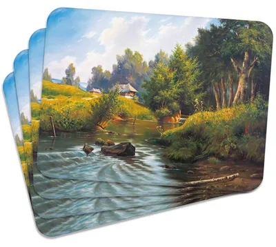 Produktbild von MG Design Set aus 4 Kork-Platzsets - By the River - 30 x 40 cm - hitzebeständig & abwischbar, mit Korkrückseite