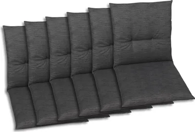 Produktbild von GO-DE Textil, Sesselauflage Niederlehner, 6er-Set, Farbe: grau, Maße ca.: 98 cm x 48 cm x 5 cm