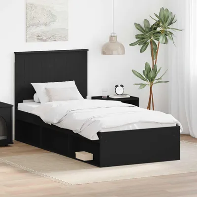 Obrázok produktu pre Maison Exclusive - Rám postele Čierna 90 x 190 cm Masívne borovicové drevo