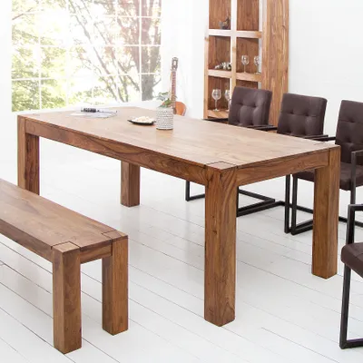 Produktbild von riess-ambiente Massivholz Esstisch MAKASSAR 160cm natur Sheesham lackiert rechteckig Esszimmertisch Tisch Konferenztisch