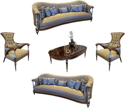 Produktbild von Casa Padrino Luxus Barock Wohnzimmer Set Grau / Braun / Silber - 2 Sofas & 2 Sessel & 1 Couchtisch - Handgefertigte Barock Wohnzimmer Möbel - Edel & Prunkvoll