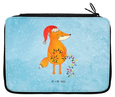 Produktbild von Mr. & Mrs. Panda Bleistiftetui Fuchs Weihnachten - Eisblau - Geschenk, Weihnachtsmann, Etui für Stifte, Heiligabend, Federmäppchen, Nikolaus, Mäppchen, Federtasche