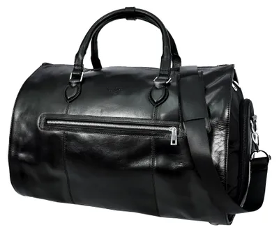 Produktbild von 2-in-1 Reisetasche aus echtem Leder, AL49, Schwarz, L, Klassisch
