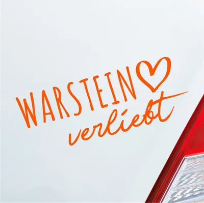 Produktbild von Auto Aufkleber Warstein verliebt Herz Stadt Heimat Liebe Car 19x7 cm Orange Sticker Heckscheibenaufkleber