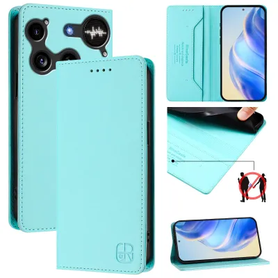 Produktbild von Lederhülle für Nothing Phone 3 Hülle Flip Brieftasche Kartenfächern Ständer Schutzhülle Türkis