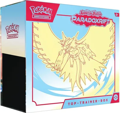 Produktbild von Pokemon Top-Trainer-Box Karmesin & Purpur - Paradoxrift Donnersichel