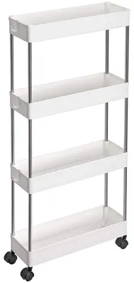 Zdjęcie produktu dla Wózek serwisowy - wózek do łazienki i kuchni - biały - 40 x 12,5 x 86 cm